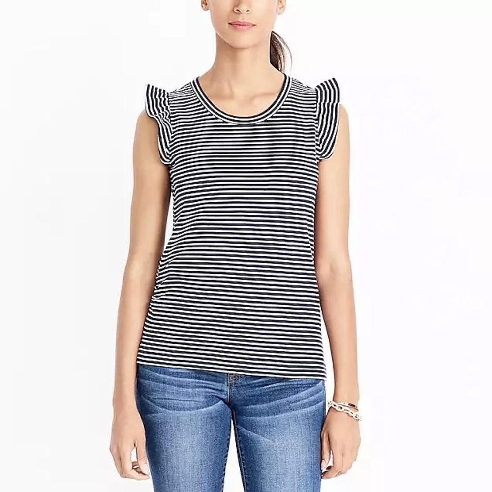BRAND NEW J CREW FACTORY STRIPED RUFFLE TANK TOP